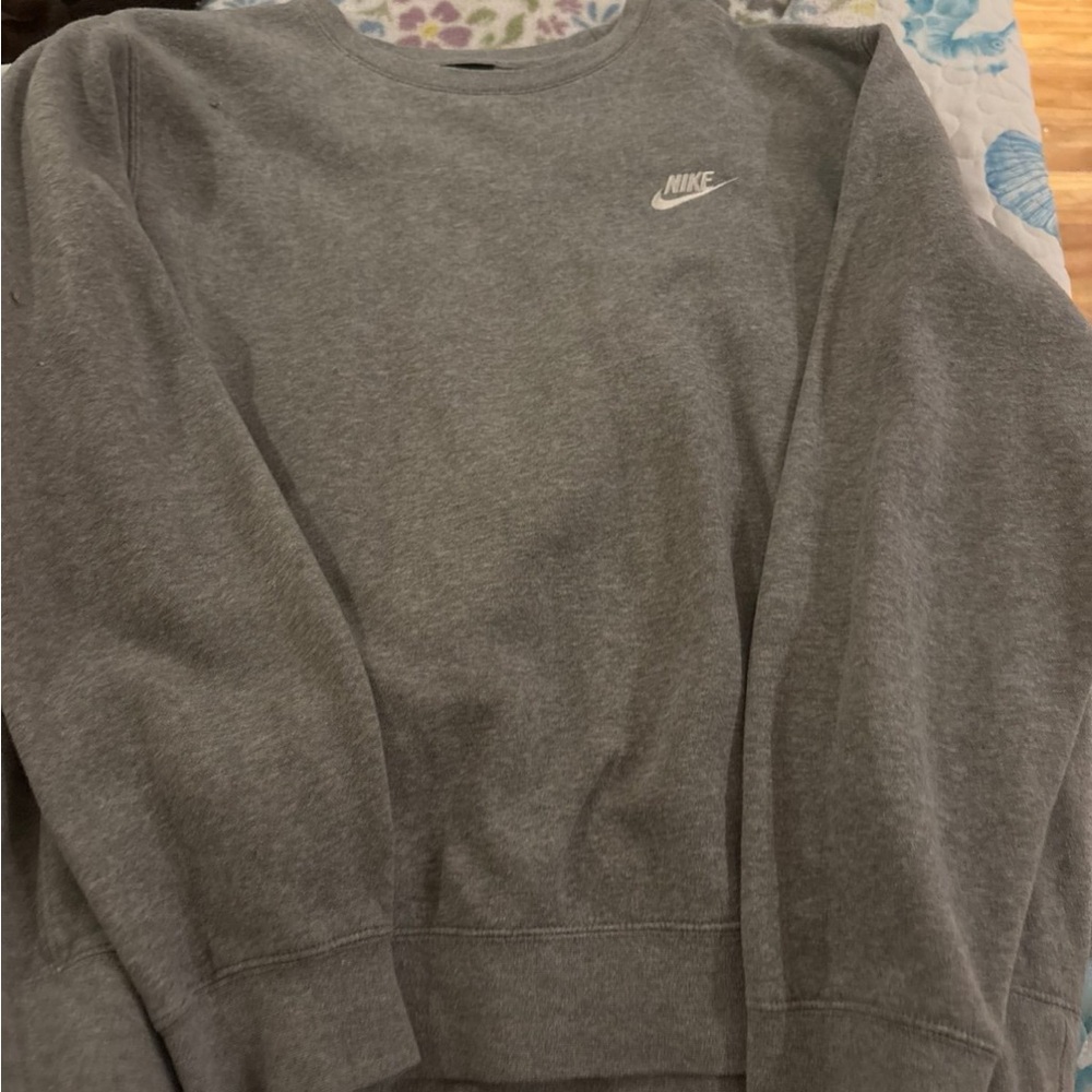 Nike Heather Gray Crewneck Sweatshirt with White Swoosh